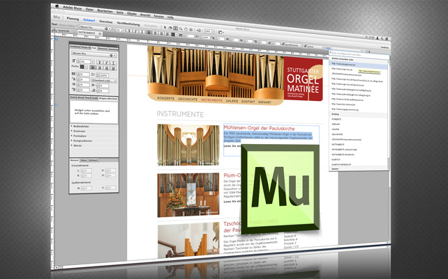 Website-Layout für Grafiker mit Adobe Muse